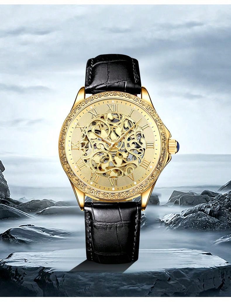 Silver white - Black Leather - Automatic -41mm