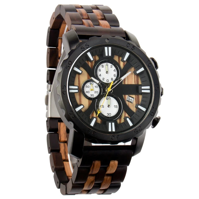 Wooden Style Business Quartz Watch -41mm