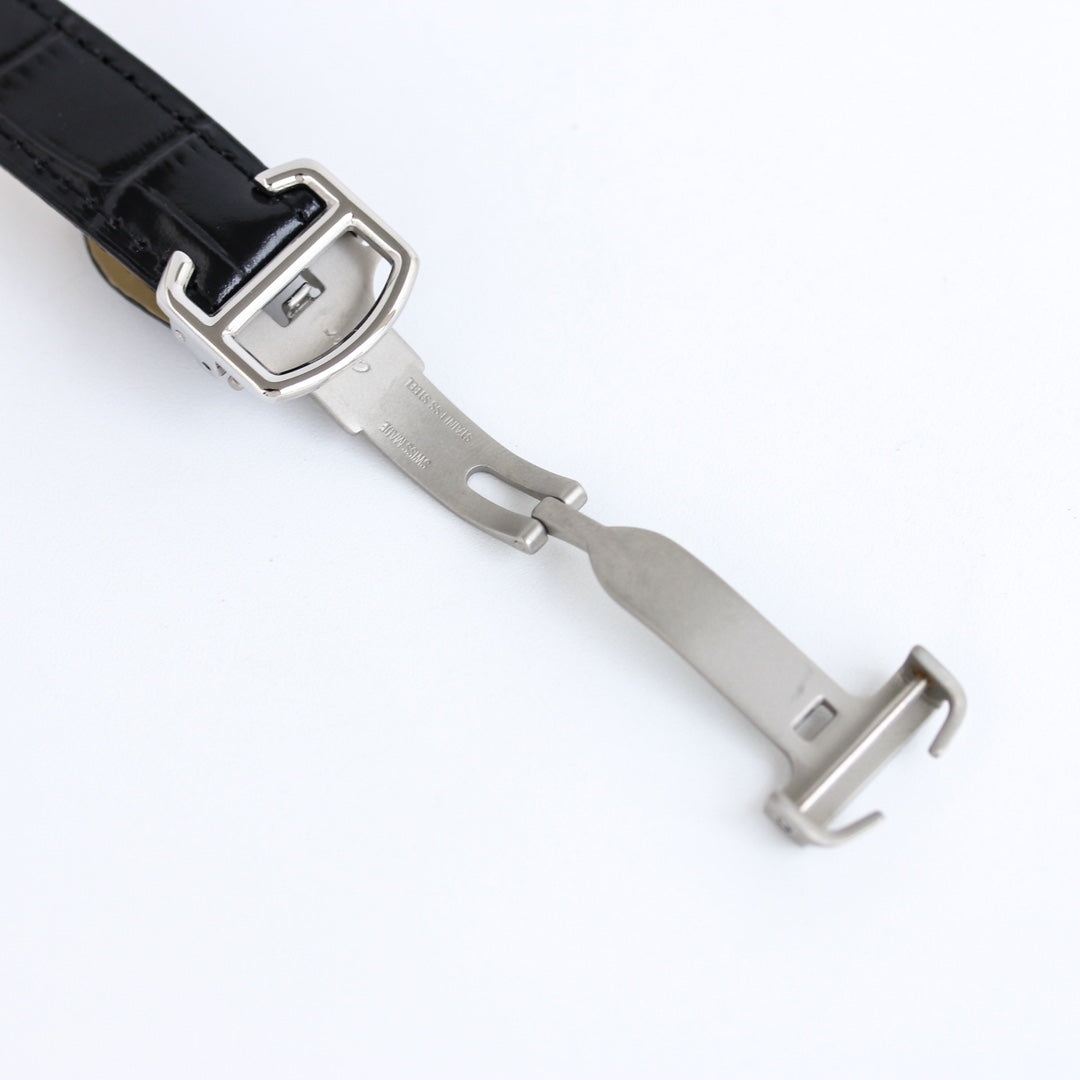 Black -White Silver - Black Leather- Automatic - 36/42mm