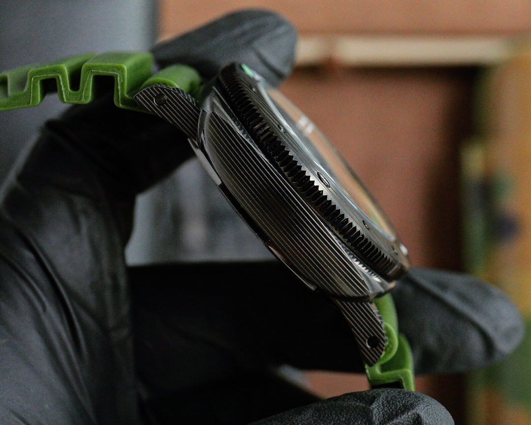 Torbillon -Black 316L Steel - Green Rubber - Automatic - 47mm