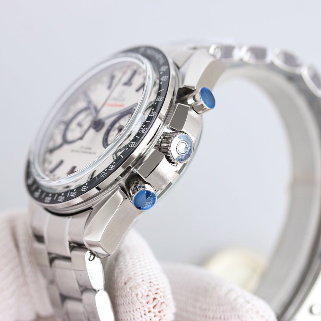 Chronograph -329.30.44.51.04.001- White- Black Ceramic- 316L Steel- Automatic - 44mm