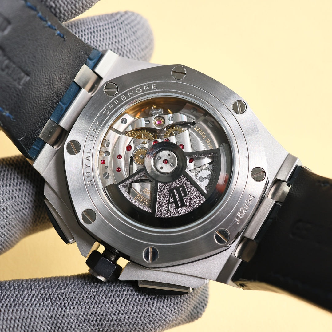 TOP! Blue Black Ceramic Bezel - Blue Leather - Automatic - 43mm