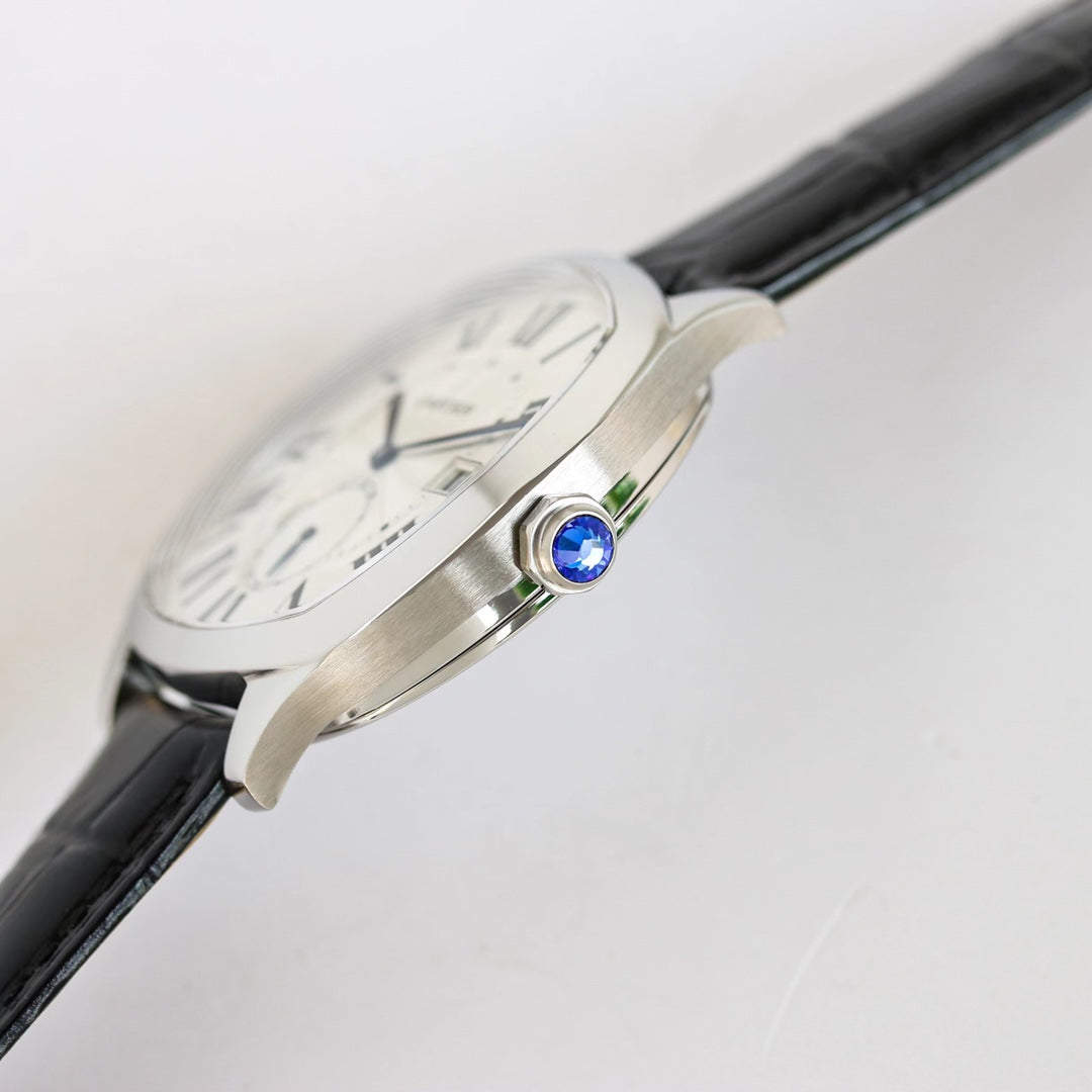 904L Silver -Silver White- Black Leather - Automatic - 40*41mm