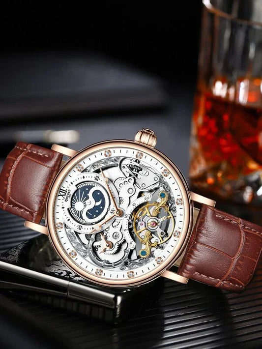 White Hollow - Brown Leather - Automatic -41mm
