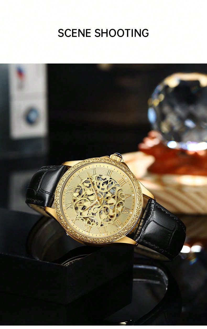 Silver white - Black Leather - Automatic -41mm