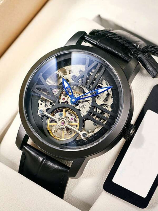 Black White- Black Leather - Automatic -41mm