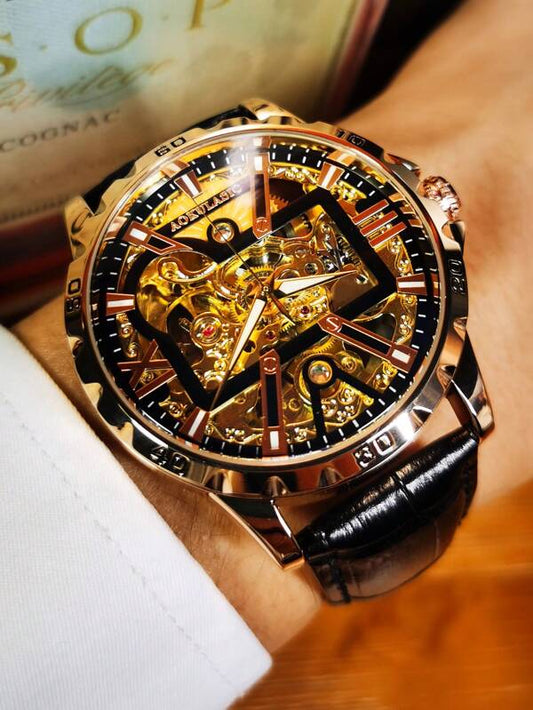 Yellow gold - Black Leather - Automatic -41mm