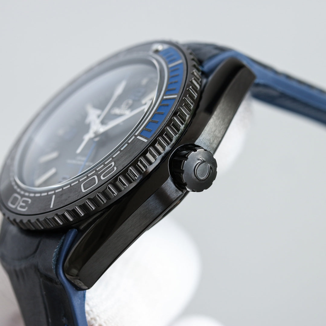 L Size Black Blue Steel - Blue Leather - Automatic - 45.5mm