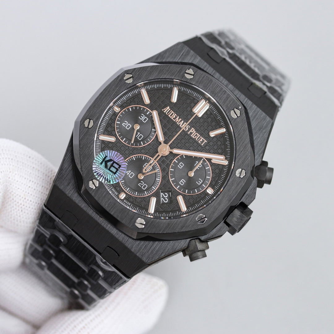 Black Titanium Steel - Chronograph- Quartz- 43mm