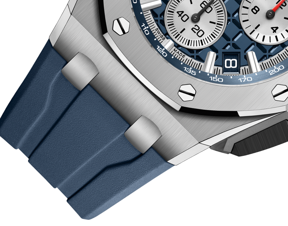 Chronograph-Blue Rubber Strap - Titanium Steel - Quartz - 43mm