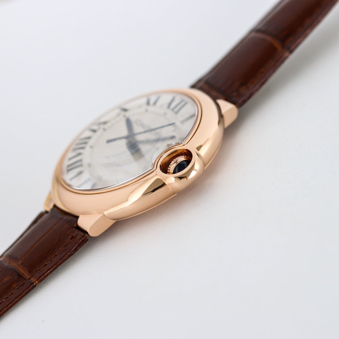 Yellow gold -White Silver - Brown Leather- Automatic - 36/42mm