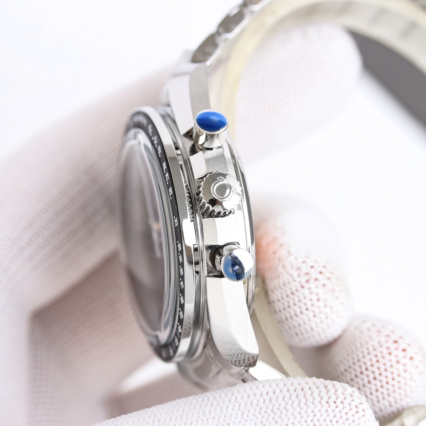 Chronograph -Moon- Black-Silver 316L Steel- Manual winding - 42mm