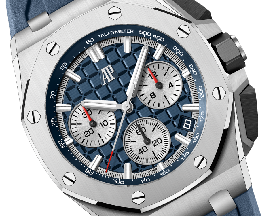 Chronograph-Blue Rubber Strap - Titanium Steel - Quartz - 43mm