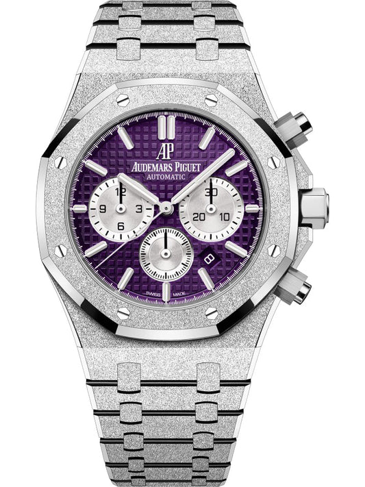 Frosted Silver -Purple White- 904L Steel - Quartz - 41mm