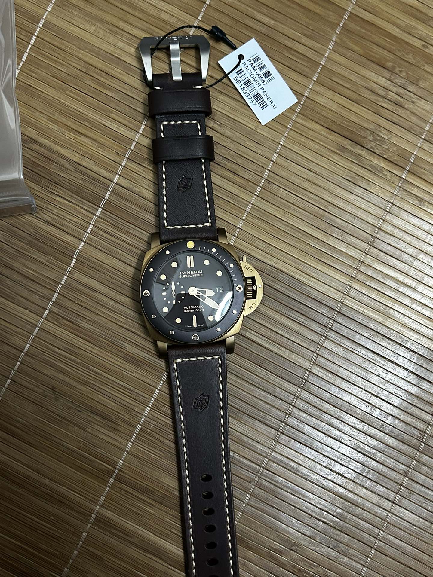 316L Steel Black -Yellow Gold - Dark Brown Leather - Automatic - 44mm