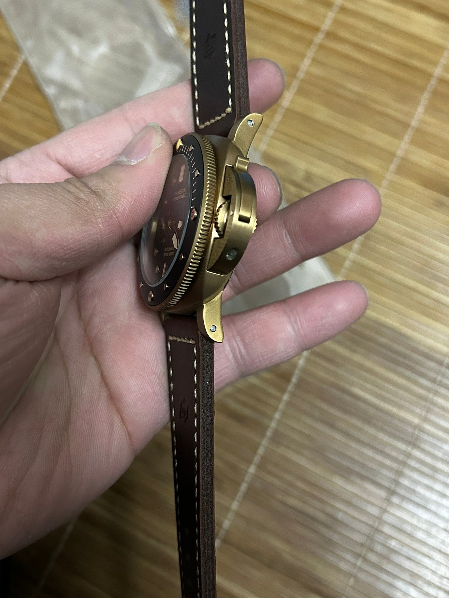 316L Steel Black -Yellow Gold - Dark Brown Leather - Automatic - 44mm