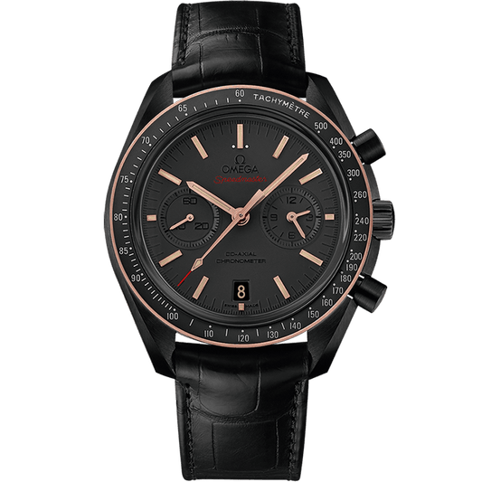 Chronograph -Moon back - Grey - Black Leather- Automatic - 44mm