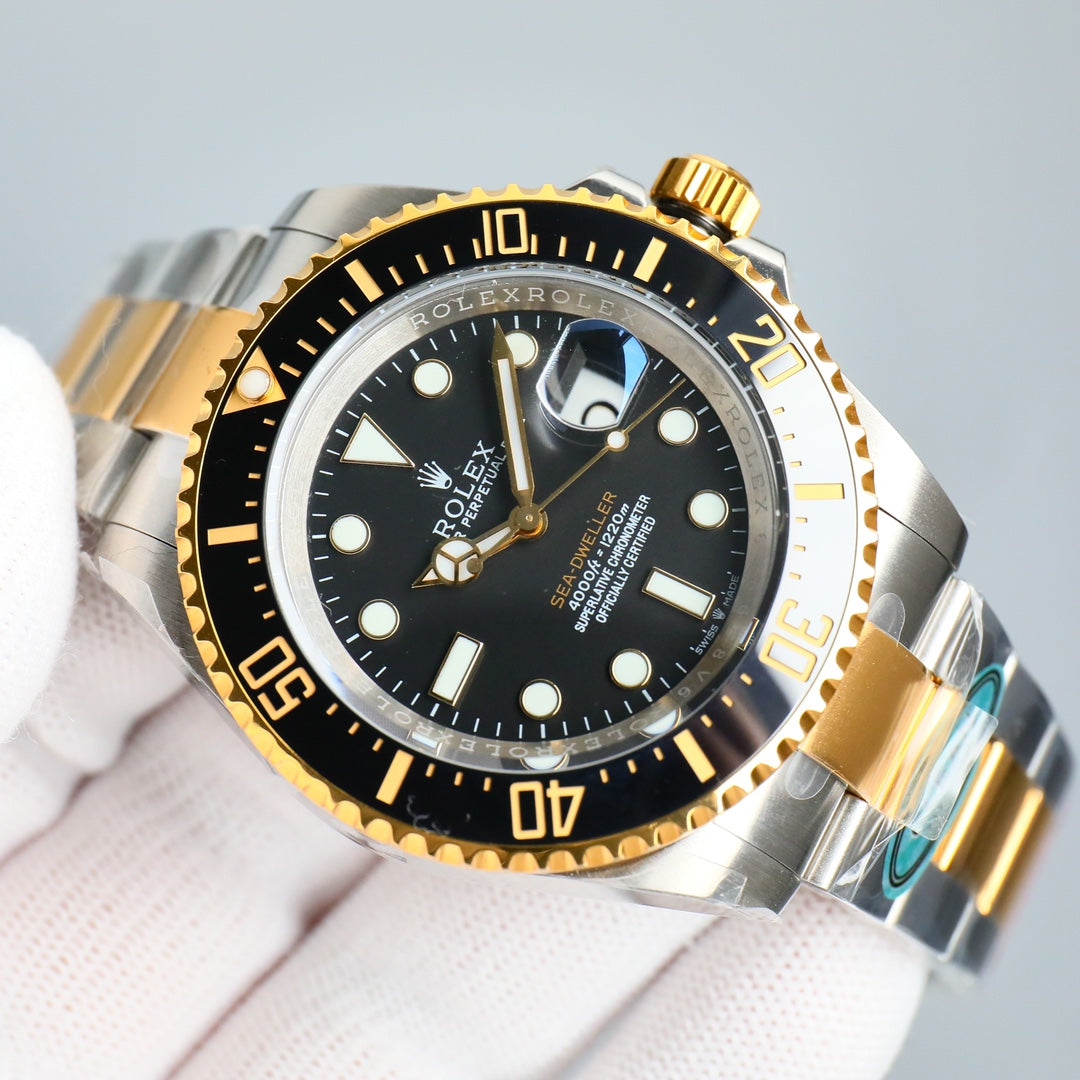 L Size - Black Yellow -Silver 904L Steel -Automatic- 43mm