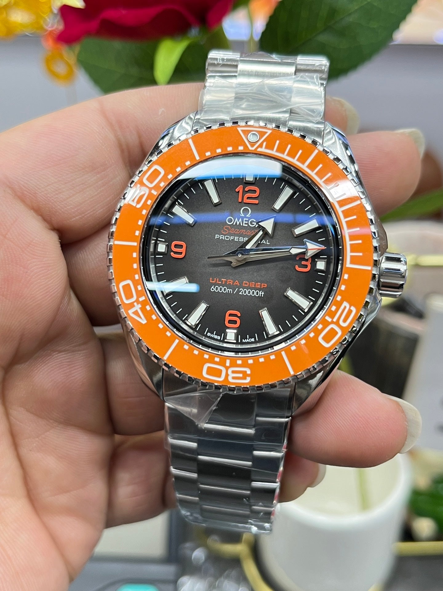 L Size- Orange Silver - White 904L Steel- Automatic - 45mm