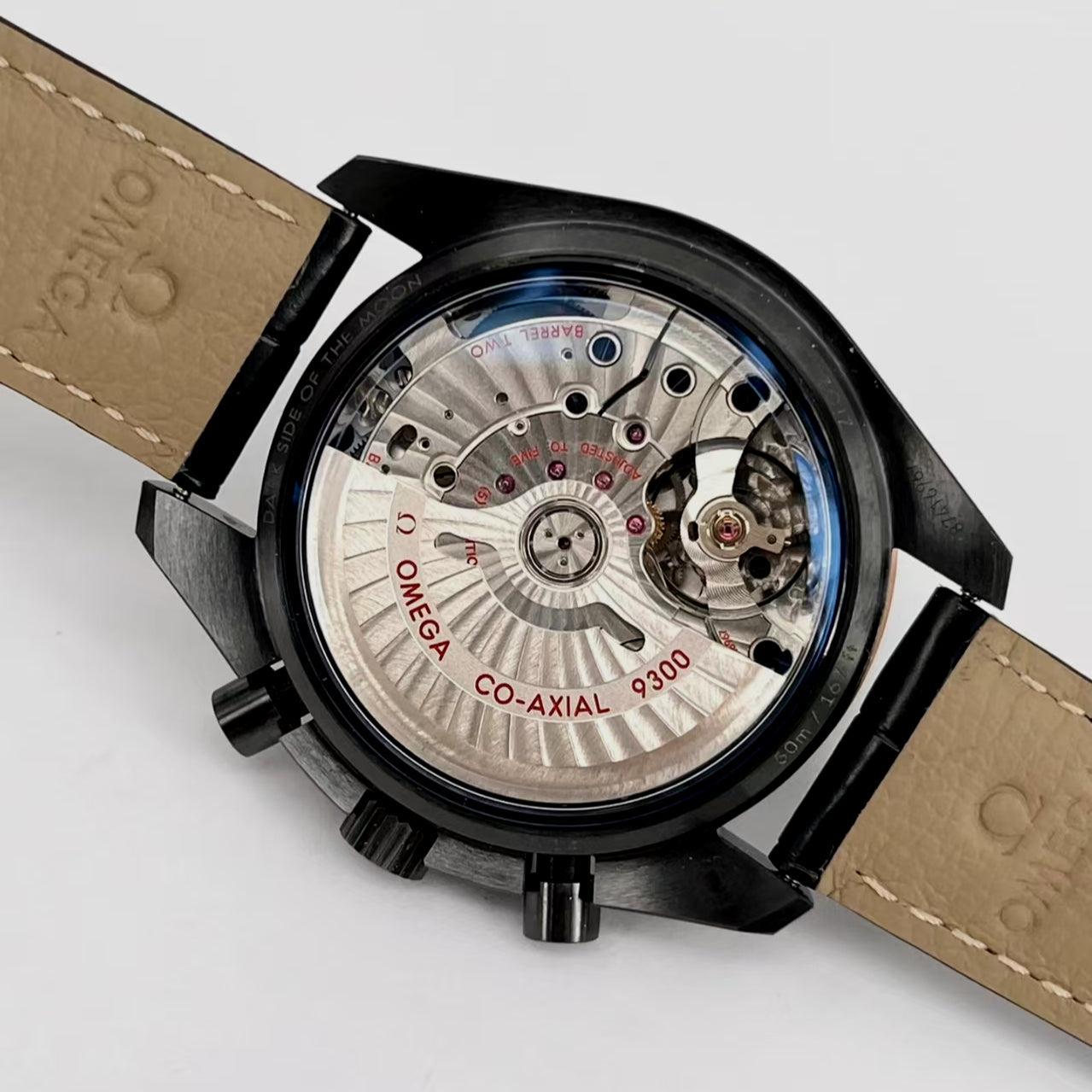 Chronograph -Moon back - Grey - Black Leather- Automatic - 44mm