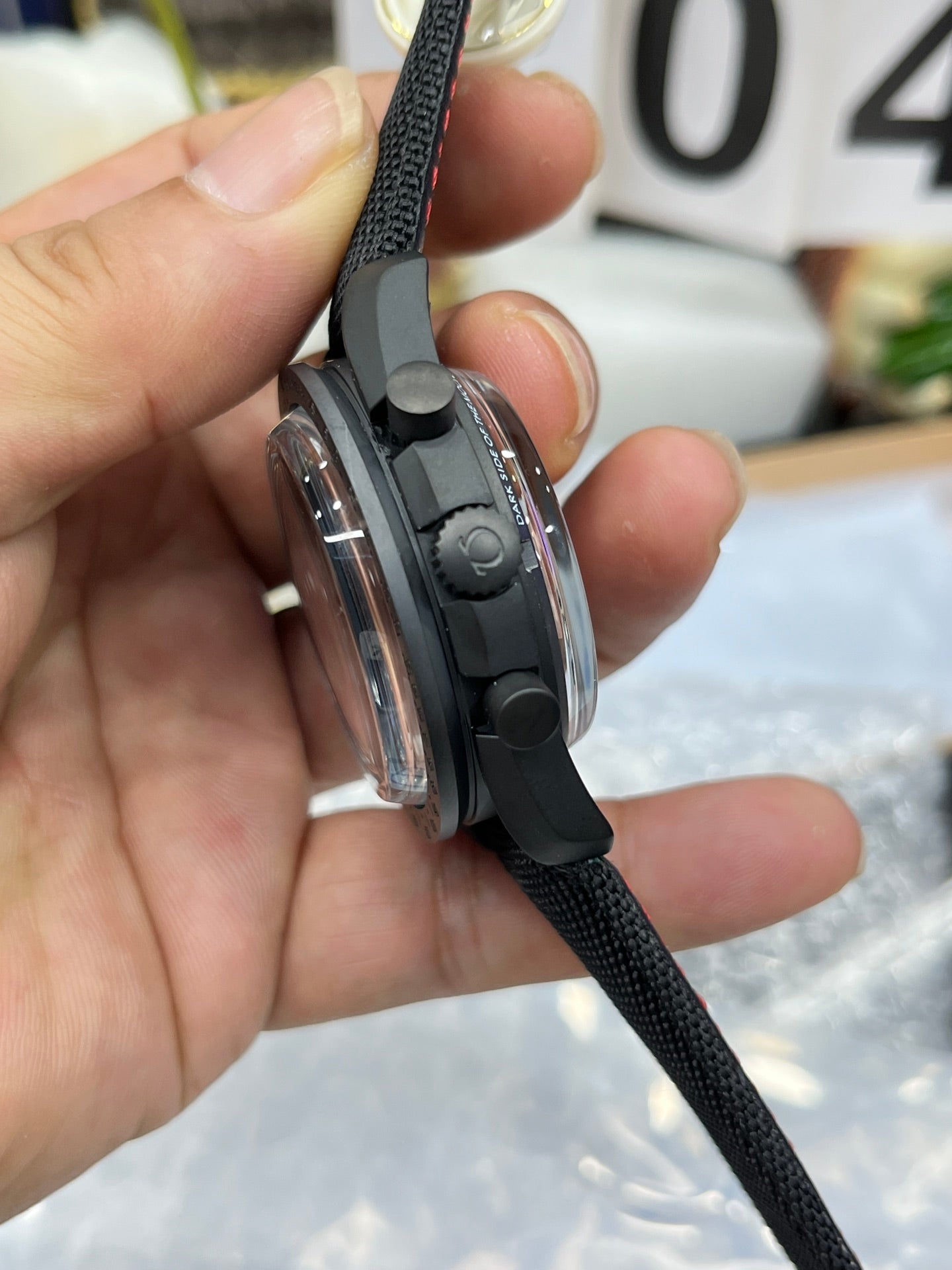 Chronograph -Moon back - Black - Black Leather- Automatic - 44mm