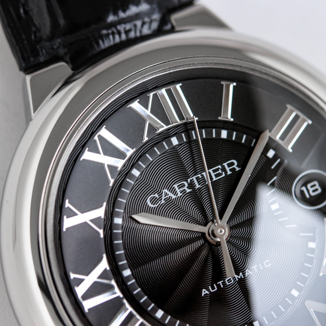 Black -White Silver - Black Leather- Automatic - 36/42mm