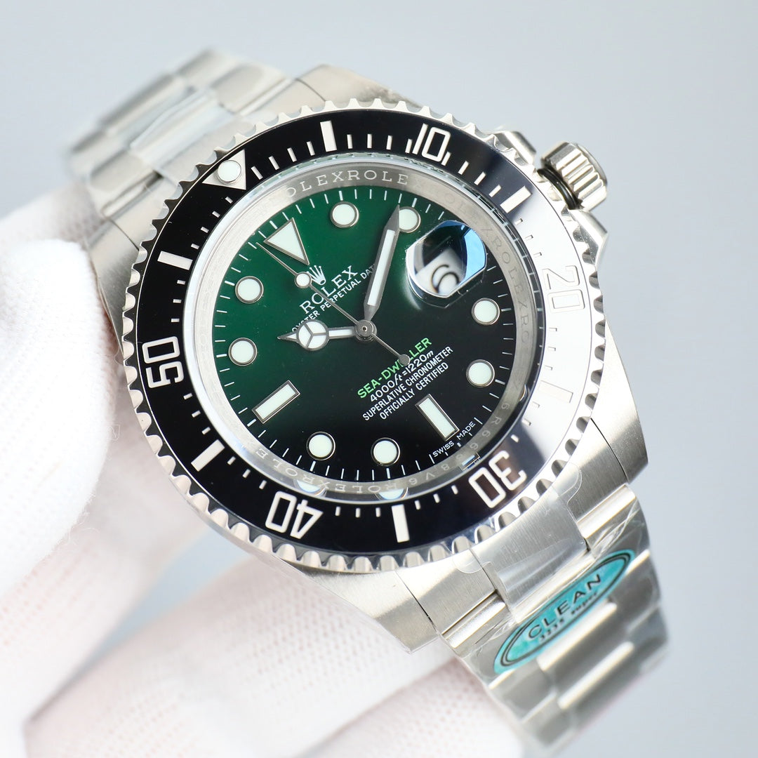 L Size - Black Green -Silver 904L Steel -Automatic- 43mm