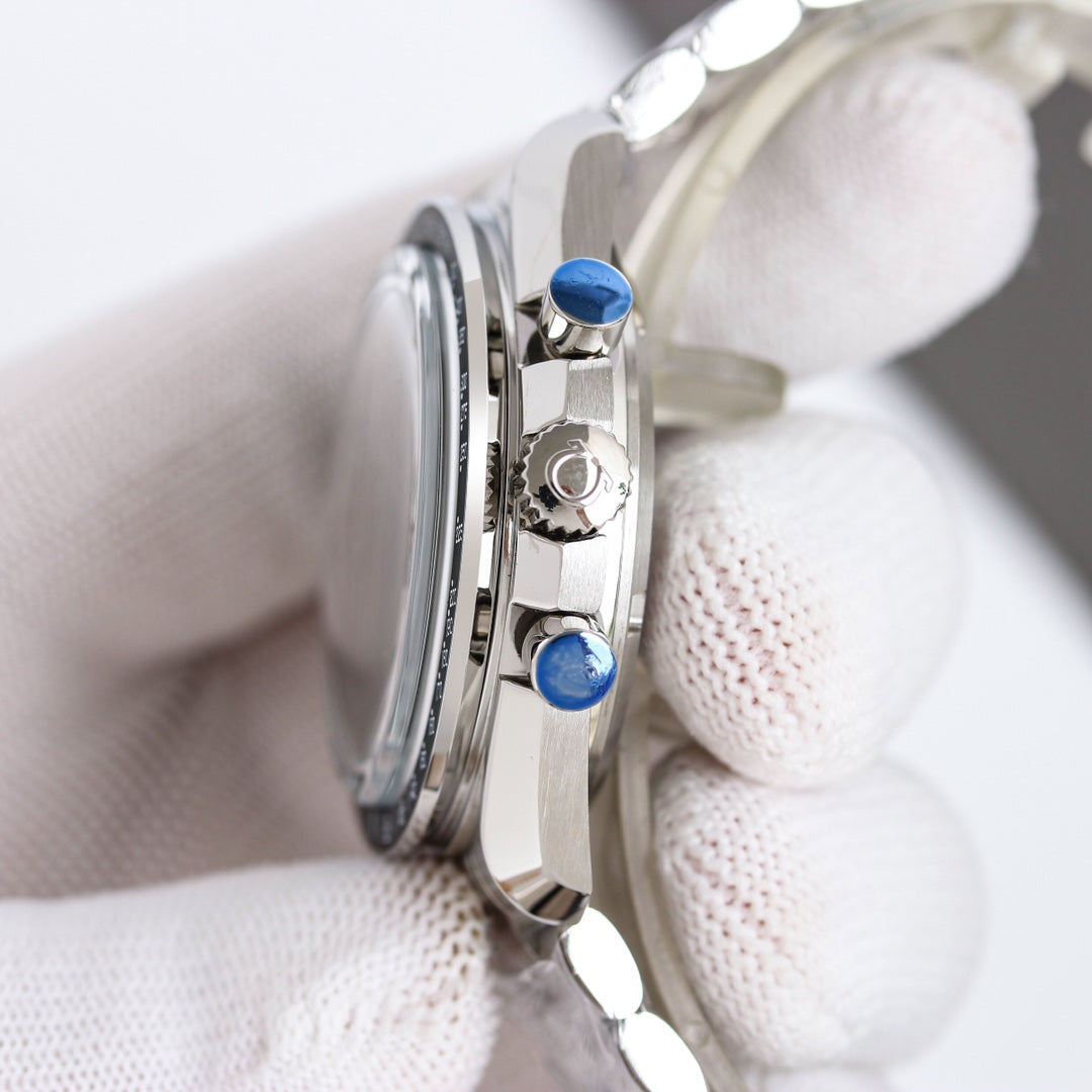 Chronograph -Moon- White -Silver 316L Steel- Manual winding - 42mm