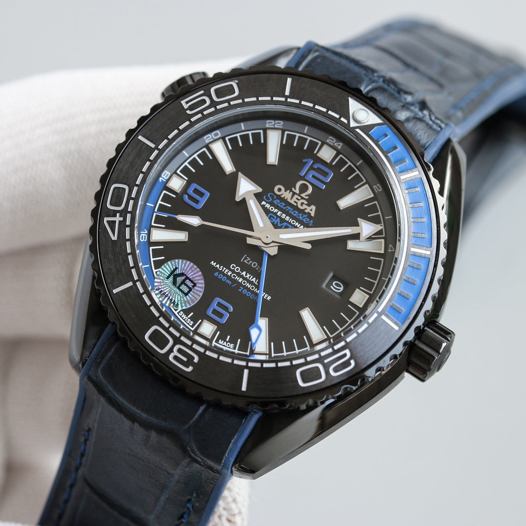 L Size Black Blue Steel - Blue Leather - Automatic - 45.5mm