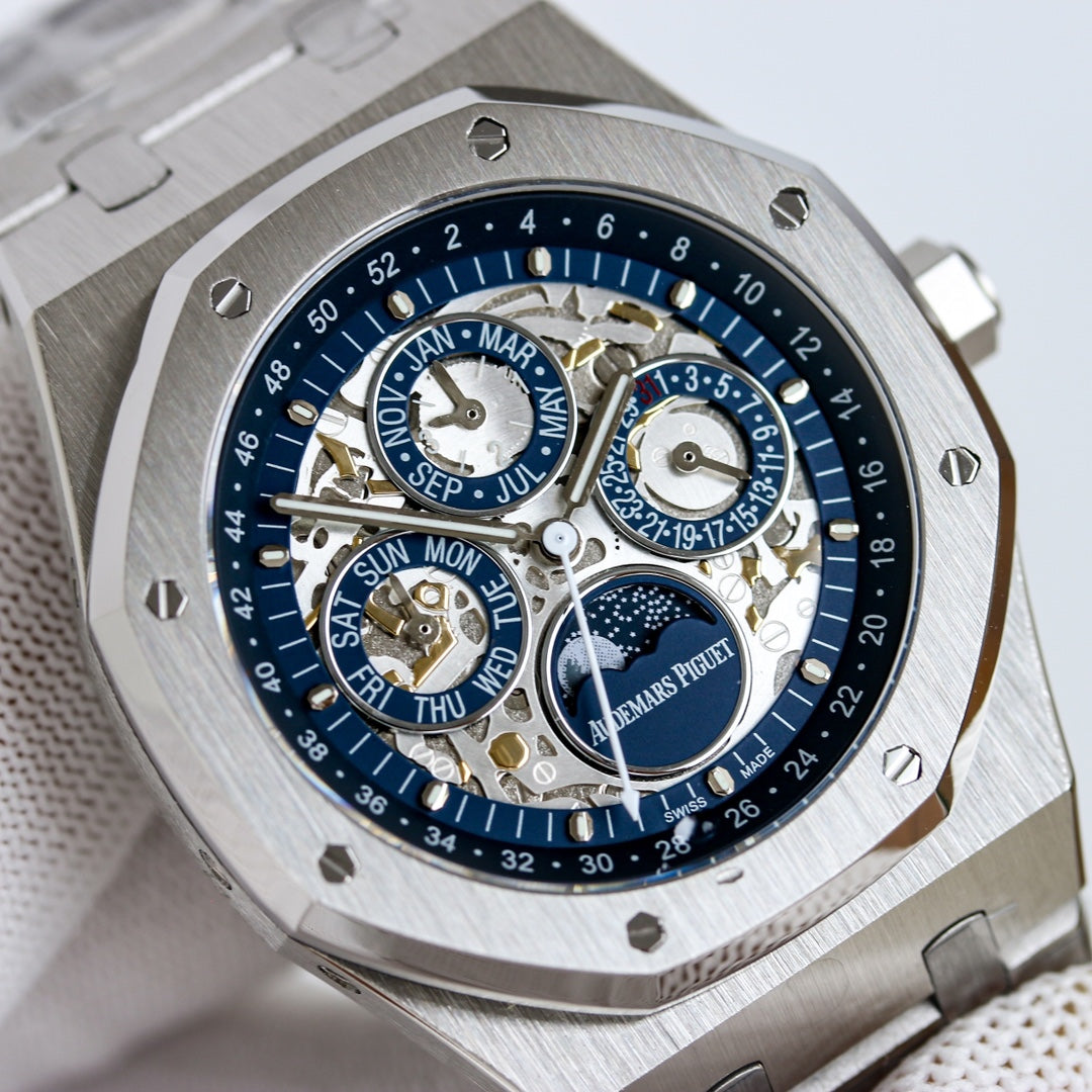 Blue Grey- White 904L Steel Hollow- Automatic - 41mm