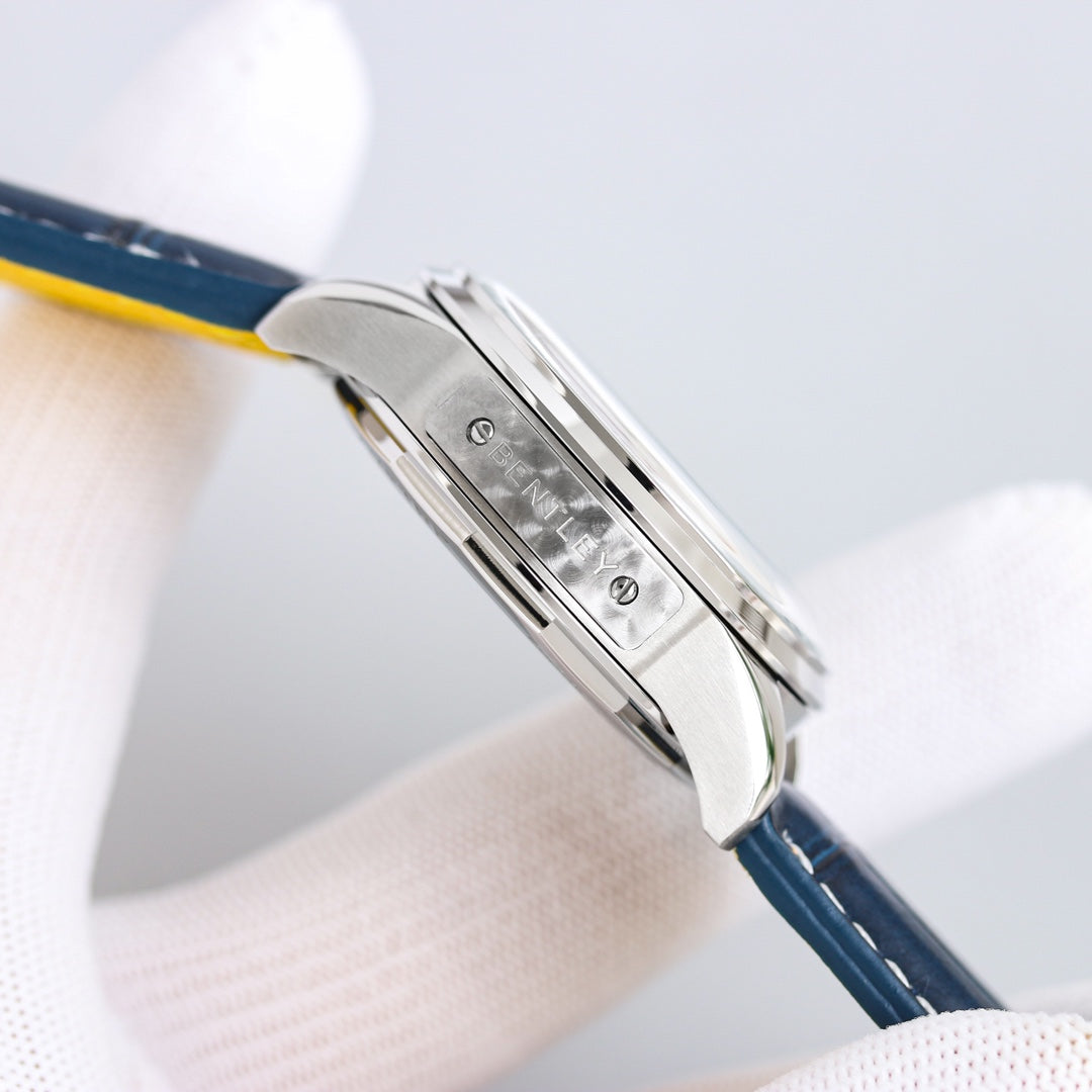 Chronograph - White Blue - Blue Leather - Automatic - 42mm