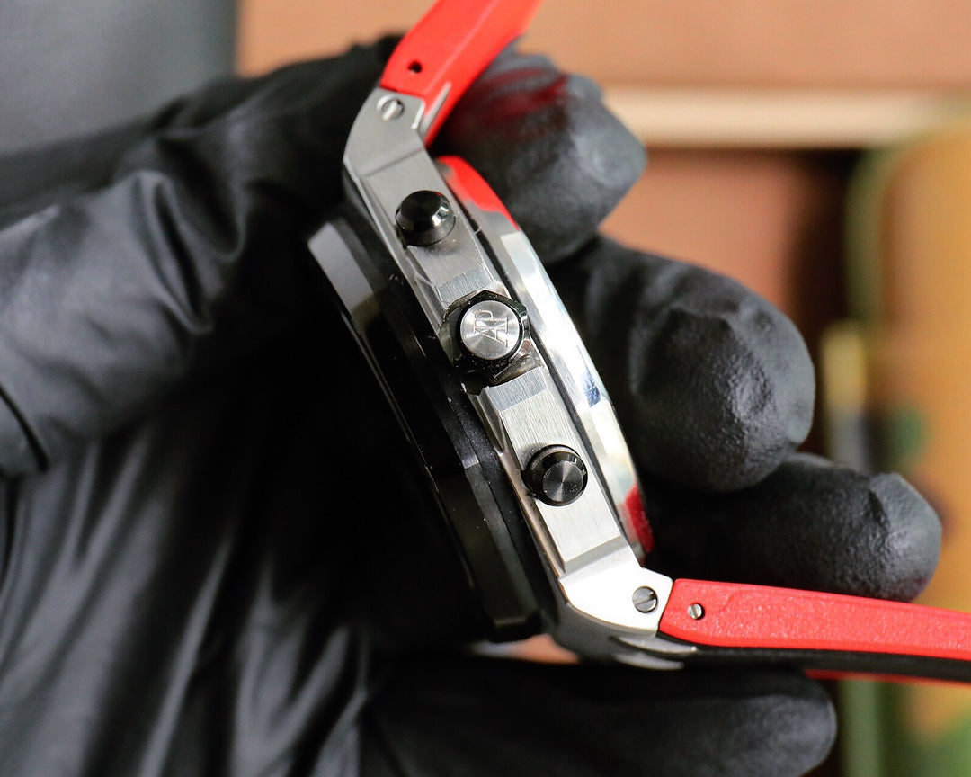 TOP! Chronograph- Red -Black Ceramic- Black Rubber - Automatic - 42mm