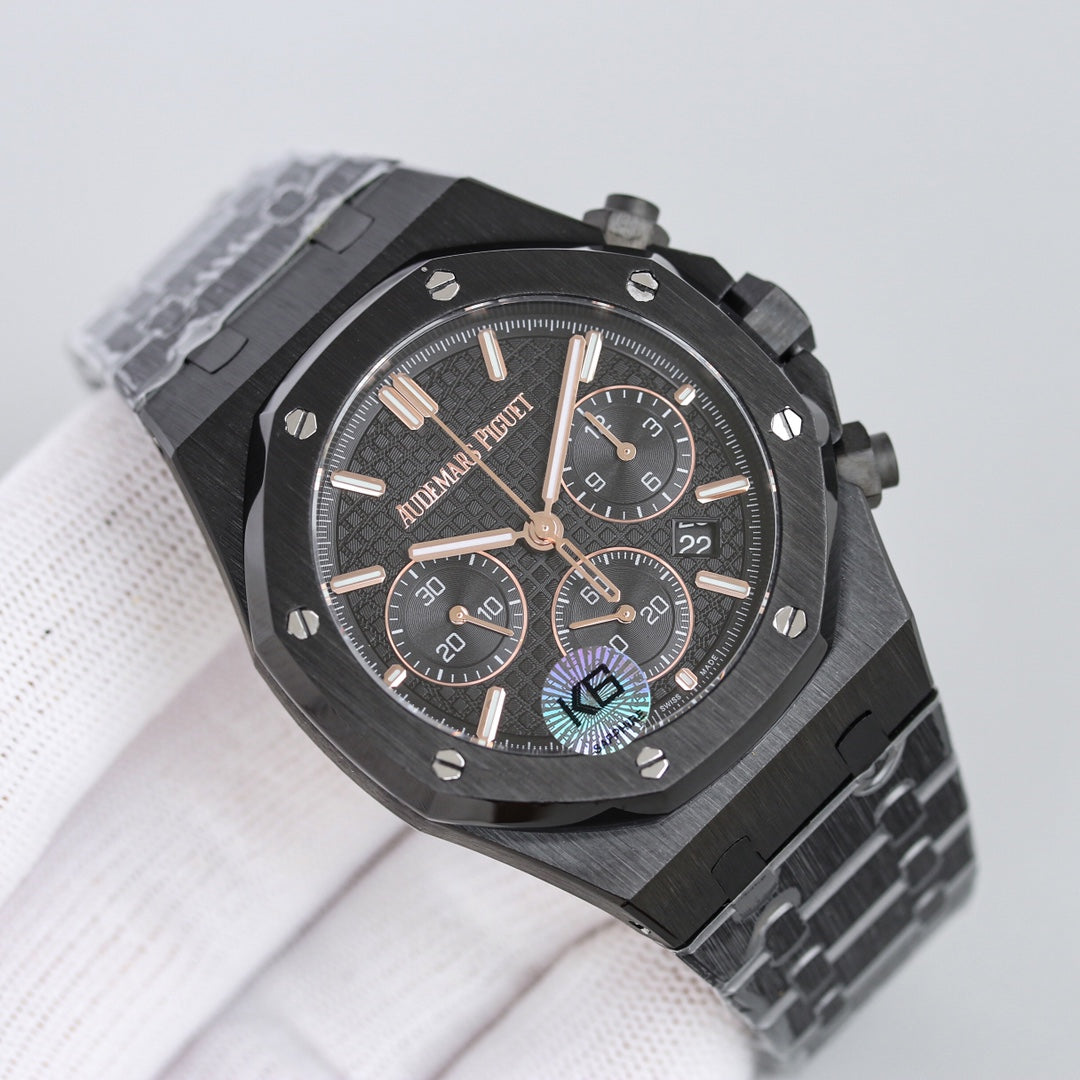 Black Titanium Steel - Chronograph- Quartz- 43mm