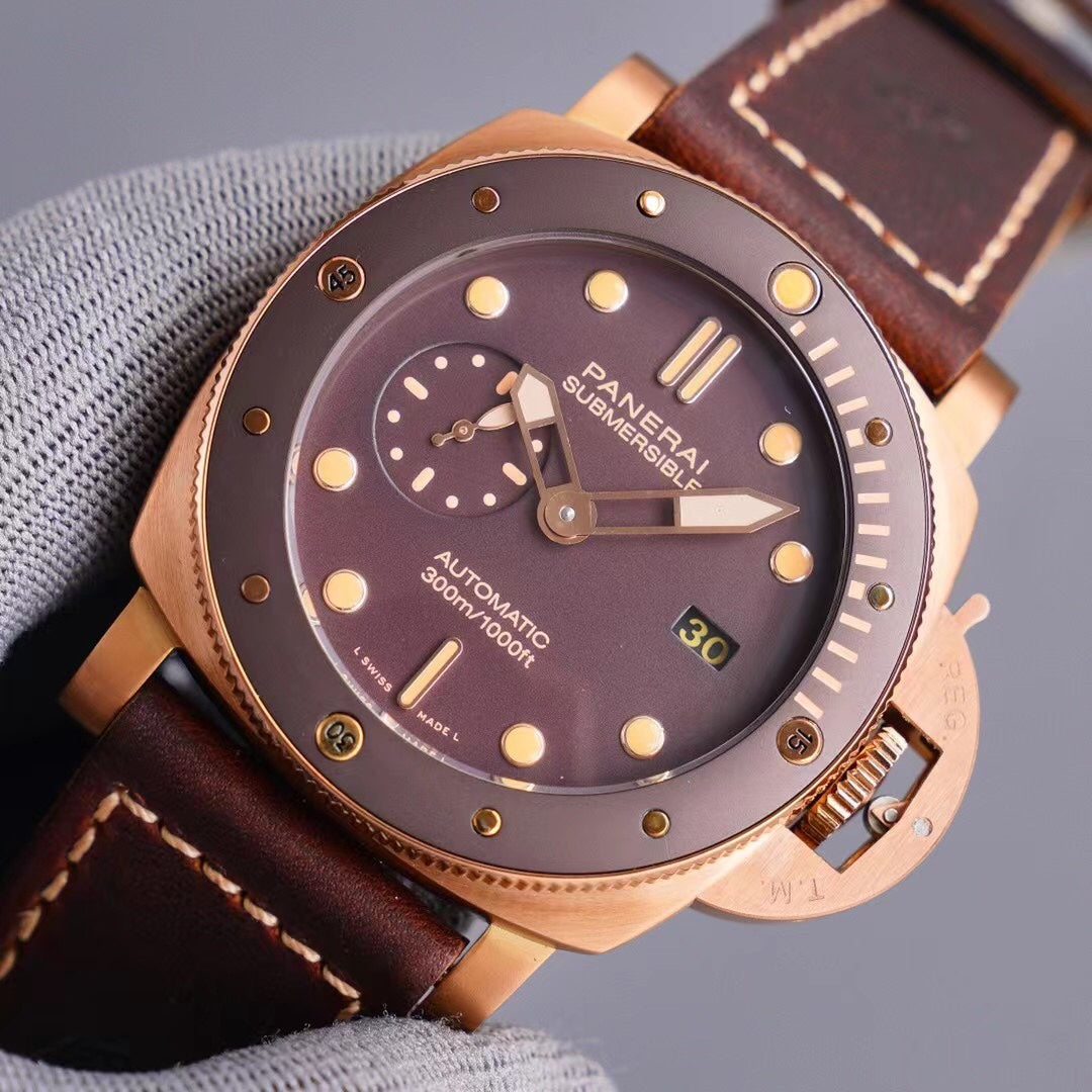 316L Steel Bronze- Brown Rubber - Automatic - 44mm