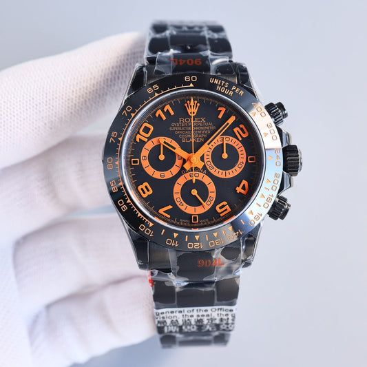 Chronograph -Black Orange - Black 904L Steel- Automatic - 40mm