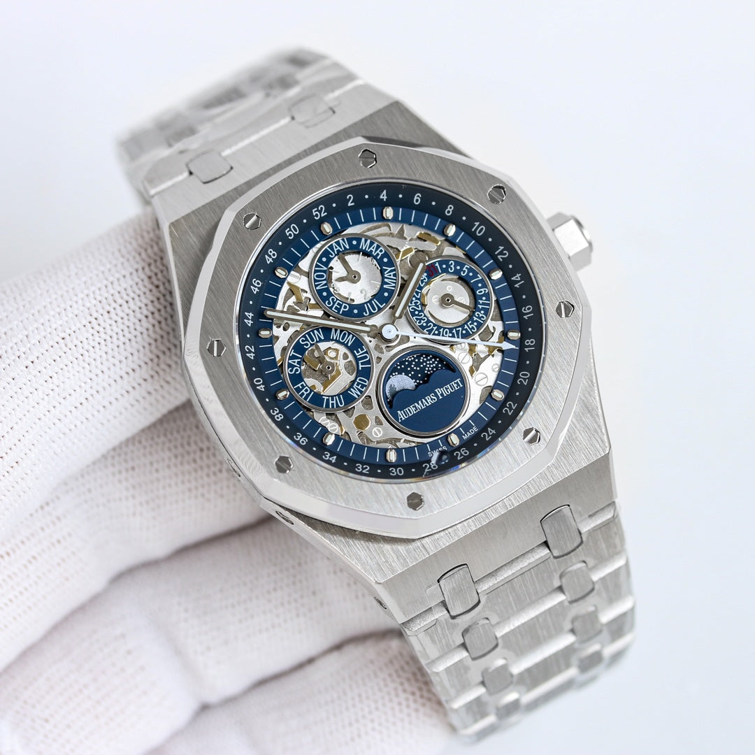 Blue Grey- White 904L Steel Hollow- Automatic - 41mm