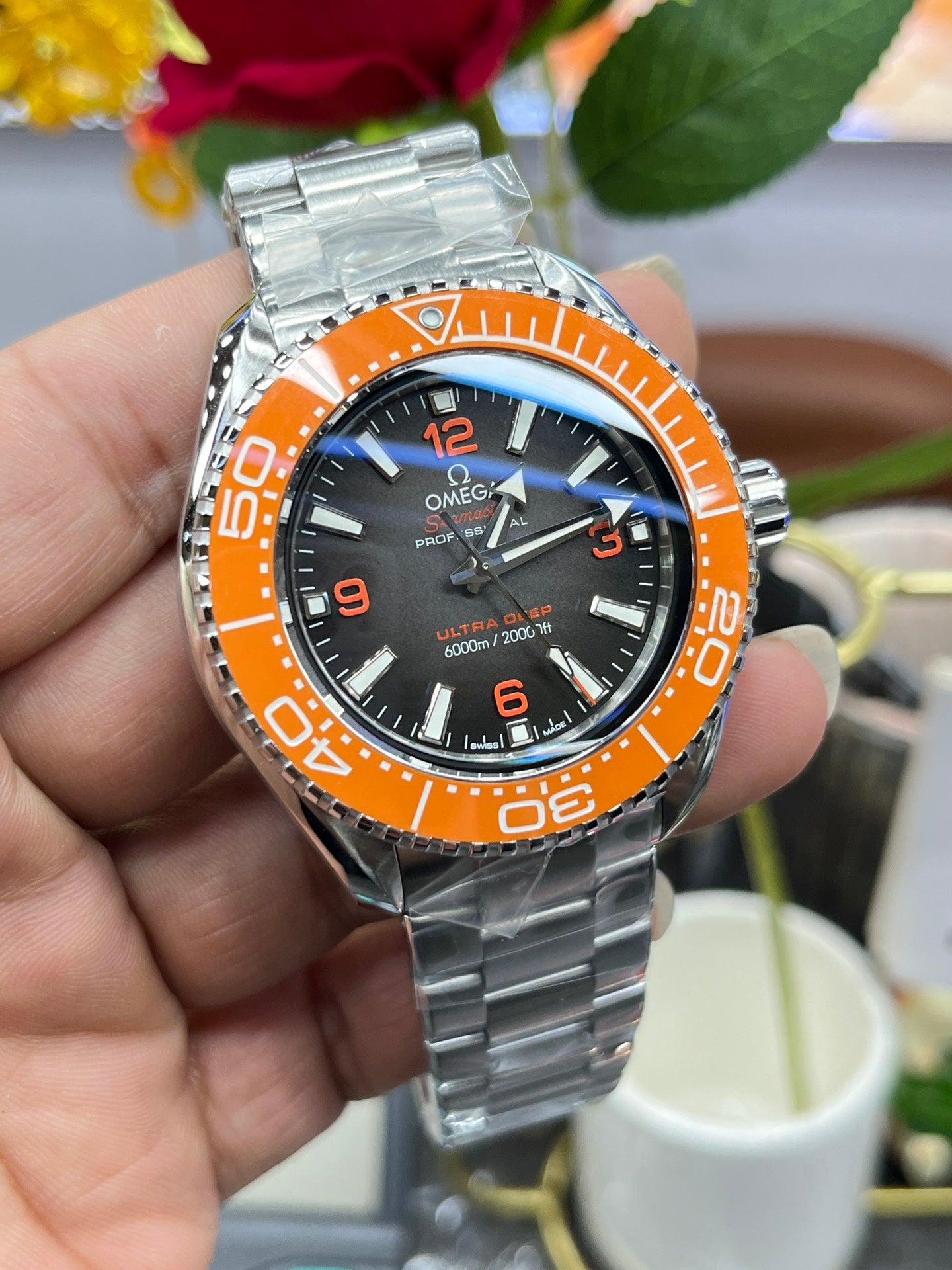 L Size- Orange Silver - White 904L Steel- Automatic - 45mm