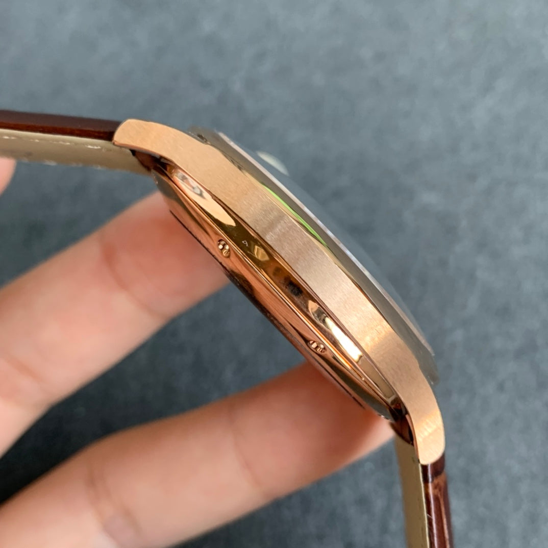 316L Yellow gold - White- Brown Leather - Automatic - 40*41mm