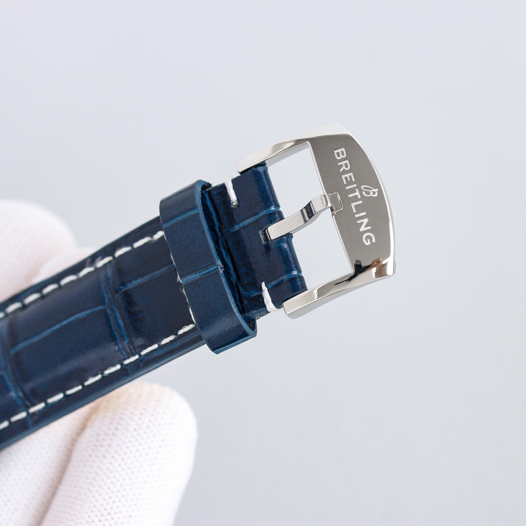 Chronograph - White Blue - Blue Leather - Automatic - 42mm