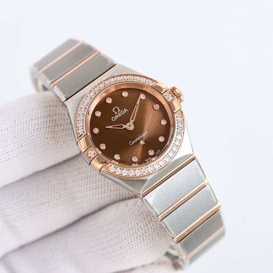 LADY - Two Hands -Brown - Silver 904L Steel - Quartz - 28mm