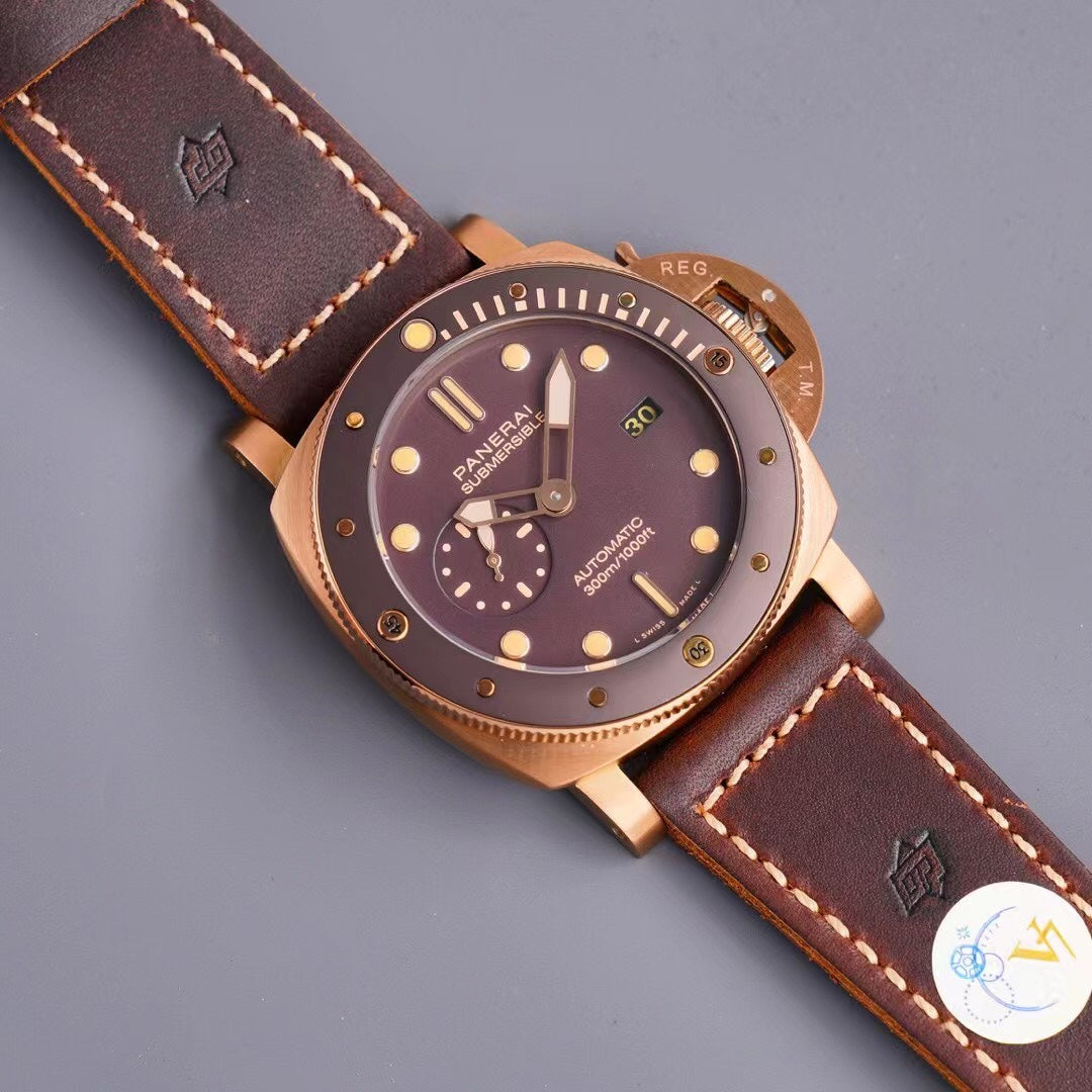 316L Steel Bronze- Brown Rubber - Automatic - 44mm