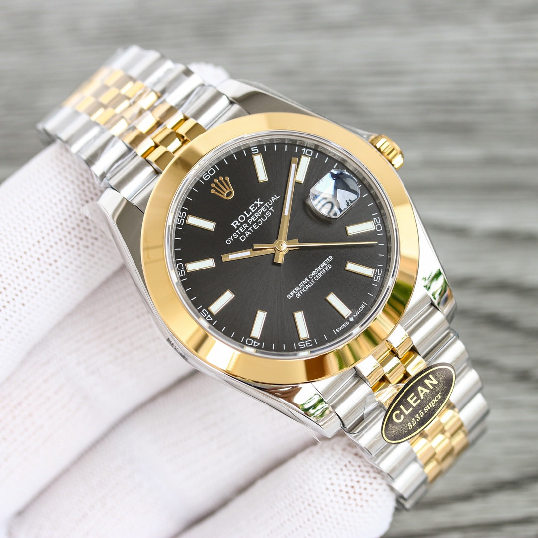 C-Factory - Black -Smooth bezel- Yellow Silver 904L Steel- Automatic - 41mm