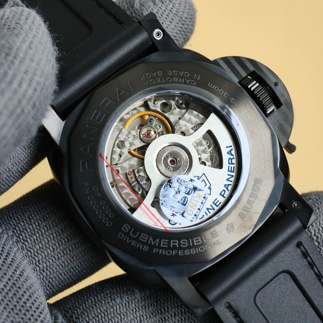 316L Steel Black- Hollow Black- Black Rubber - Automatic - 47mm