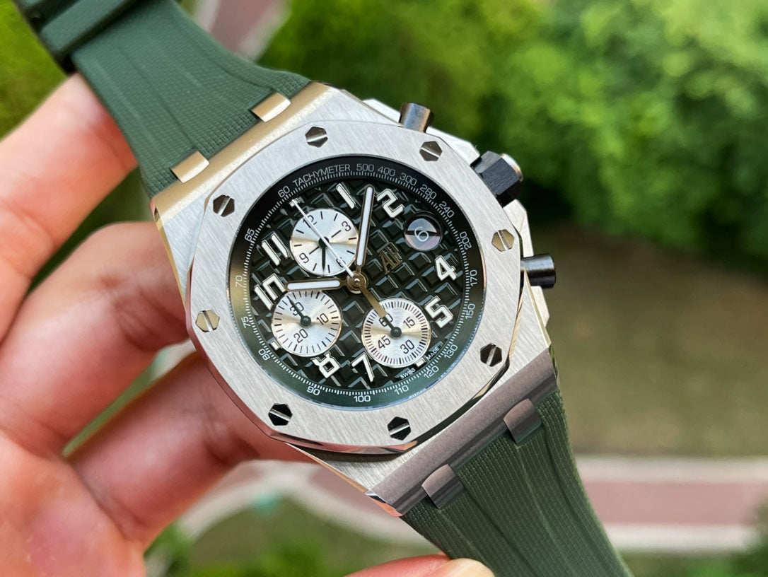 Green Silver - Green Rubber - Quartz - 42mm