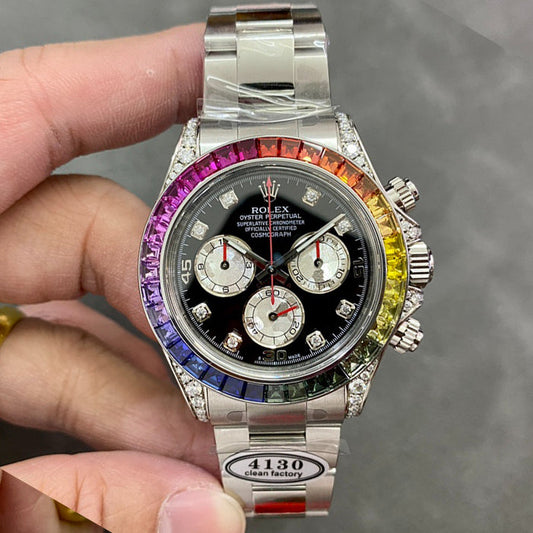 Chronograph -C-Factory -Rainbow Black- Silver 904L Steel - Automatic - 40mm