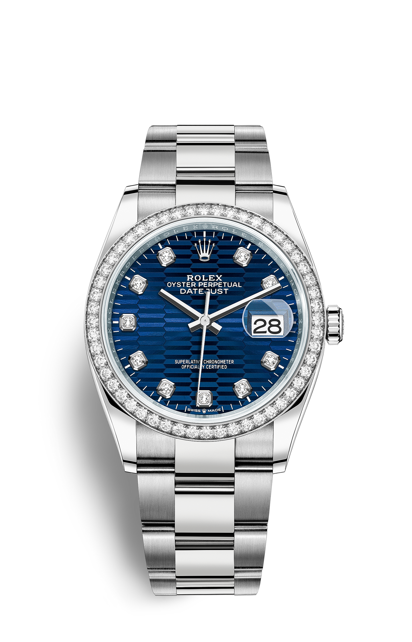 DATE-Steel,-white gold and diamonds- Automatic-36mm Watch